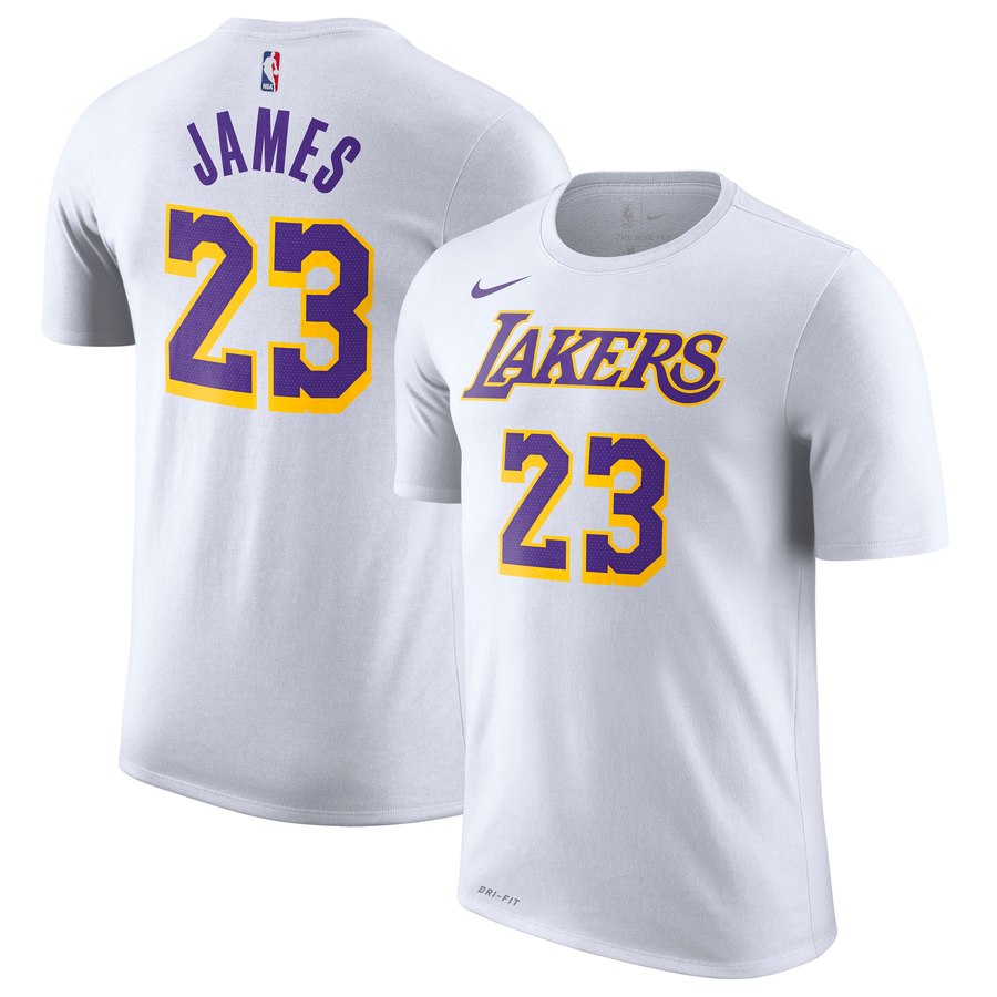 Nike Hommes Lebron James Lakers HWC Nom et numéro T-shirt "Blanc" # 23