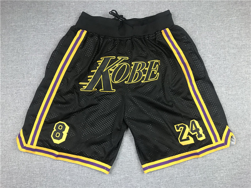 Lakers kobe 24 -8 black and yellow shorts