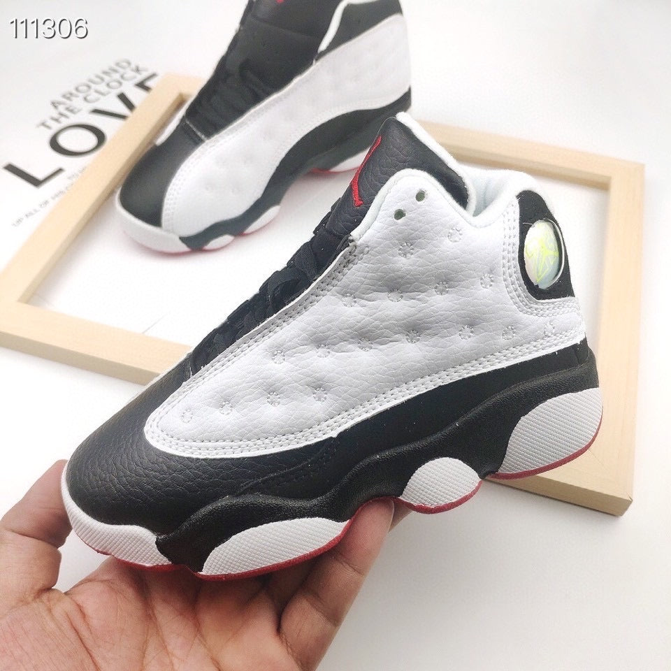 Air jordan 13 retro BP black and white / red  shoes