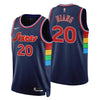 Sixers dark blue 20 niang jersey