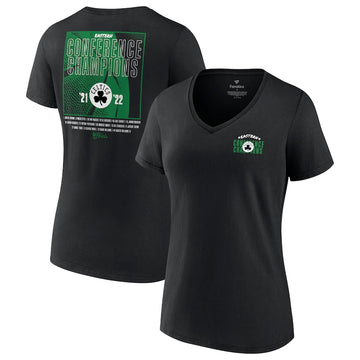 Boston Celtics Fanatics Branded T-shirt à col en V pour femmes, champions de la Conférence Est 2022, Balanced Attack Roster