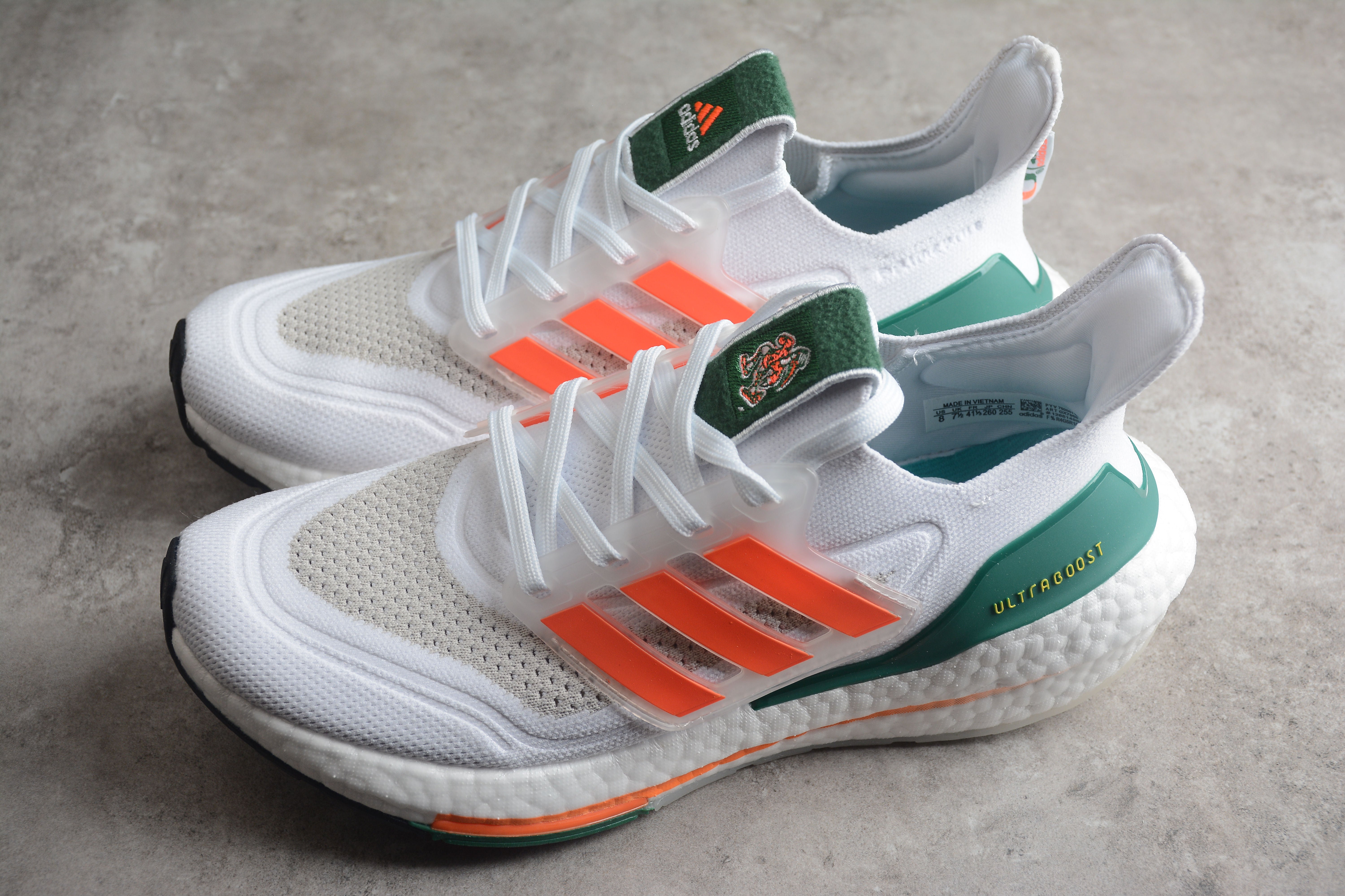 Adidas ultraboost white/orange/green shoes