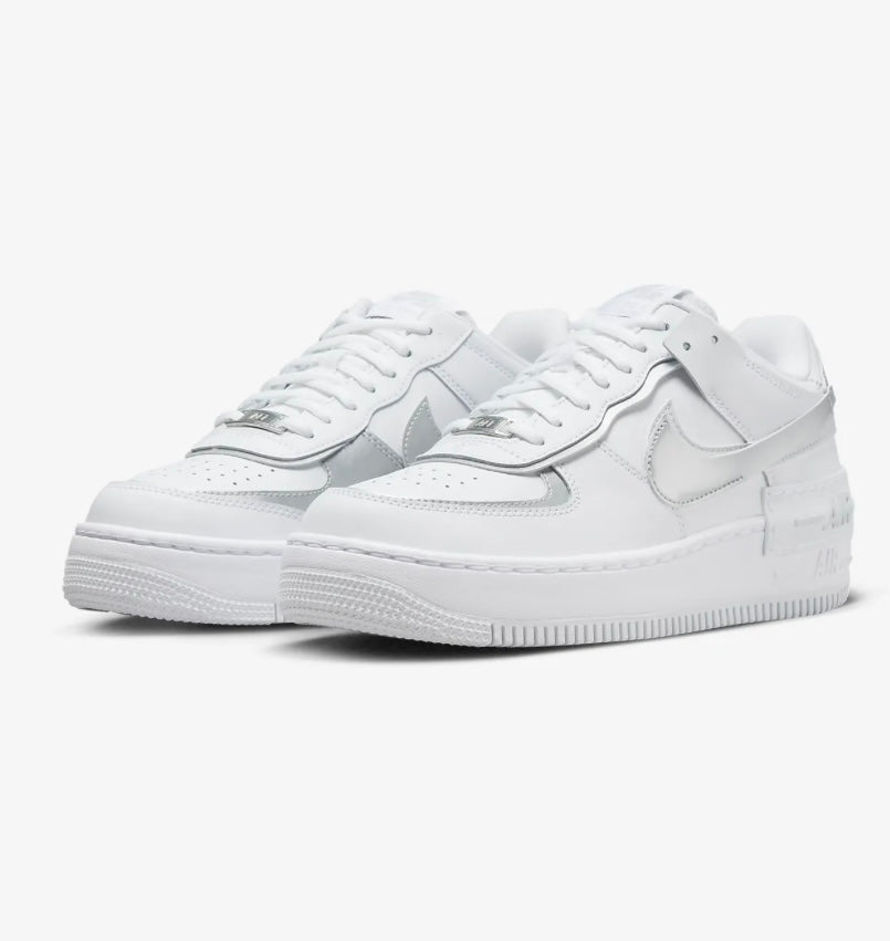 Nike airforce A1 double chaussures argent et blanc