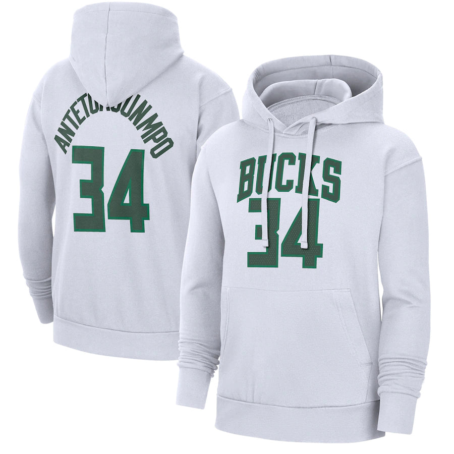 Milwaukee Bucks Sweat à capuche blanc 34 Antetokounmpo