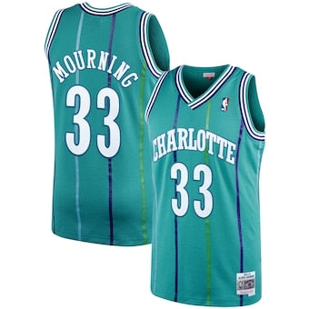 Maillot rétro Charlotte Hornets 33 bleu deuil