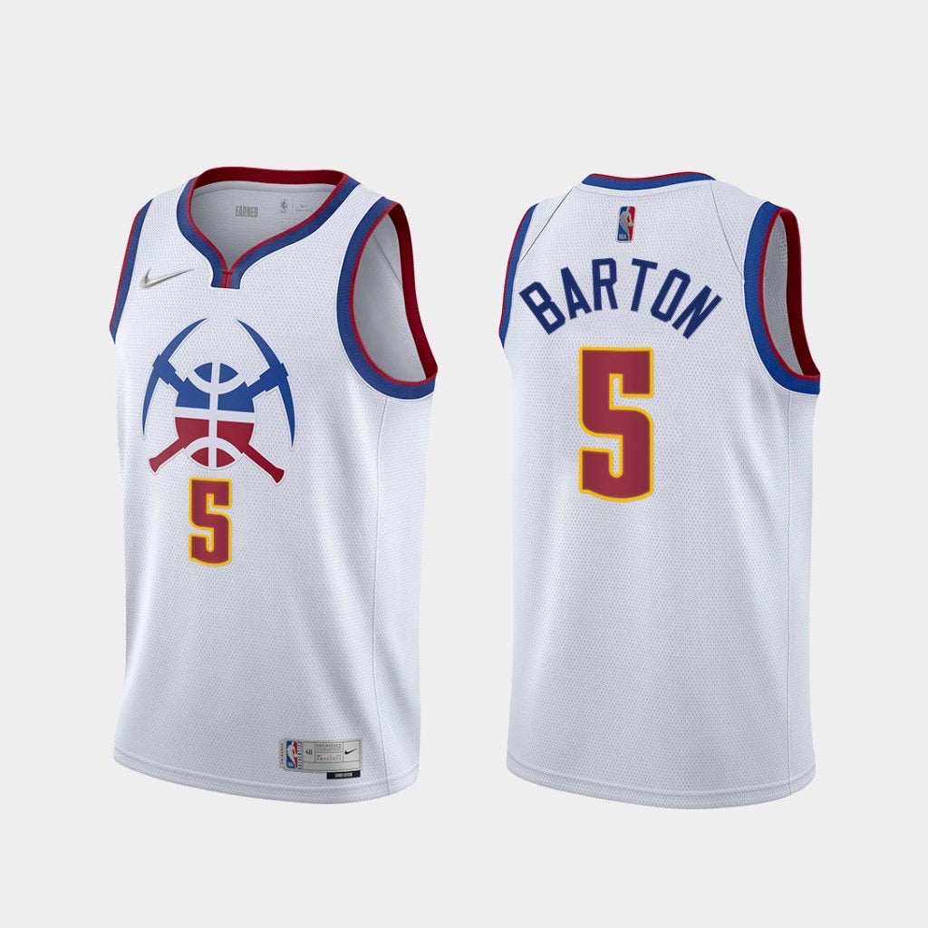 Denver nuggets white 5 barton  jersey