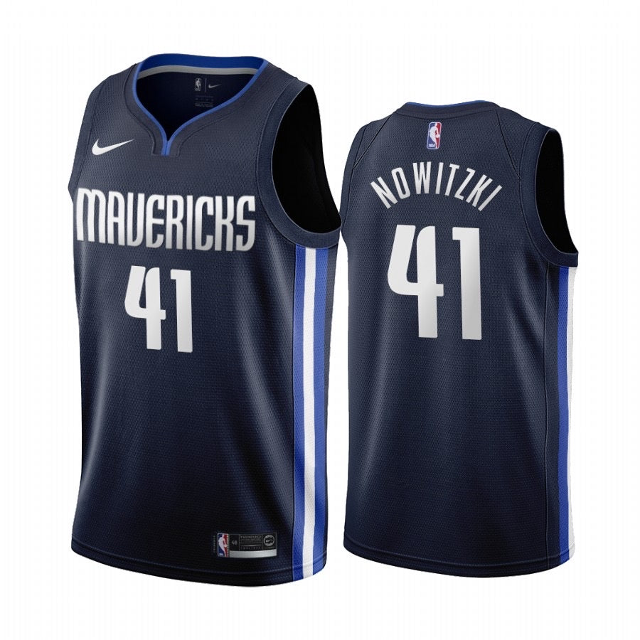 Mavericks navy blue 41 nowtzki jersey