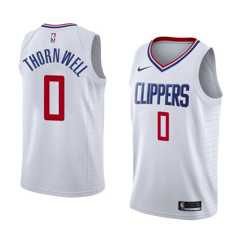 Clippers white 0 thorn well jersey