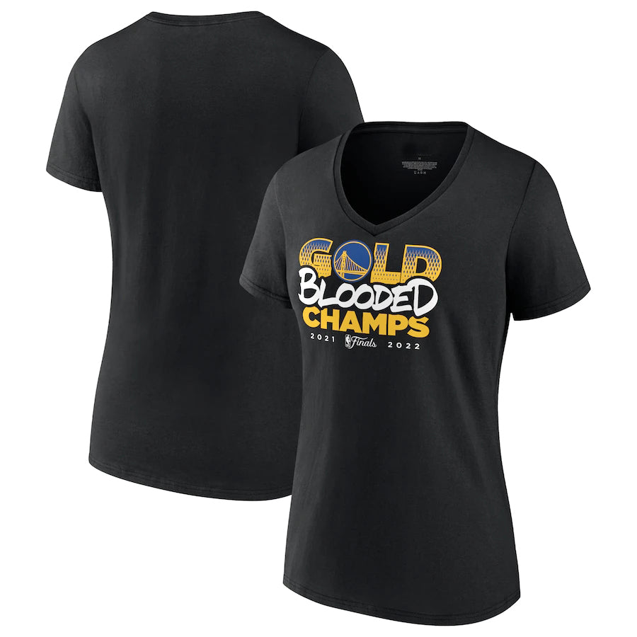 Golden State Warriors Fanatics Branded Women's 2022 NBA Finals Champions Gold Blooded V-Neck T-Shirt
