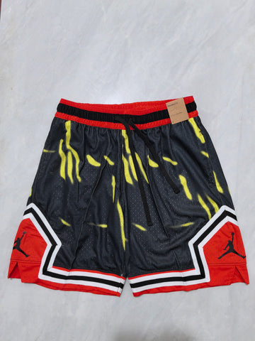 Jordan B-30 black with light yellow basketball shorts