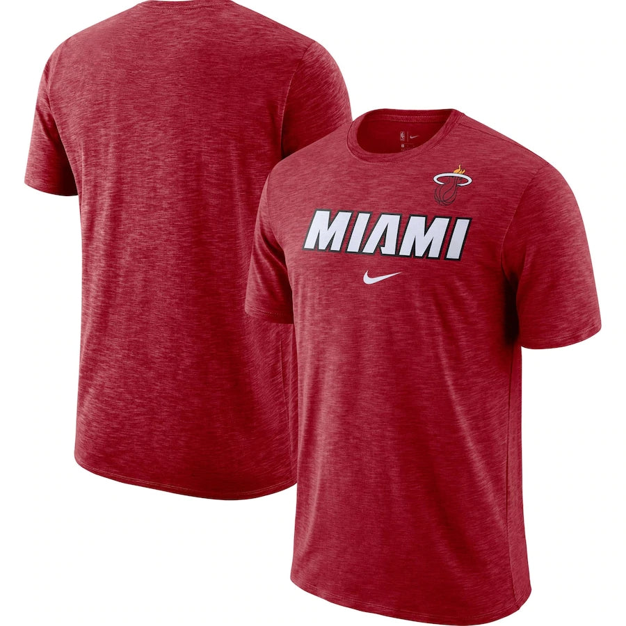 Nike Miami Heat Heathered Red Essential Facility Slub Performance T-Shirt