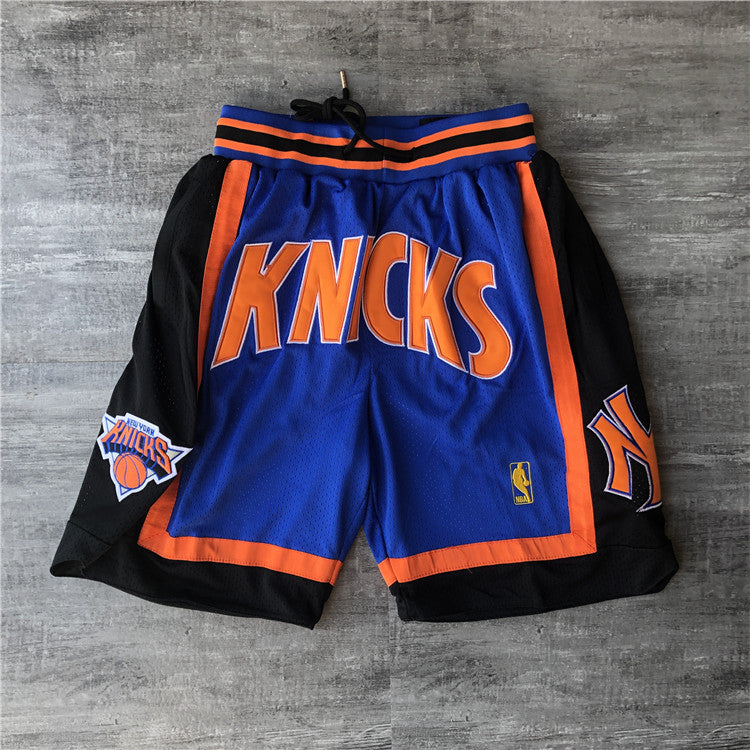 Knicks black and blue and orange shorts