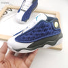 Chaussures Air Jordan 13 Retro BP blanches et bleu marine