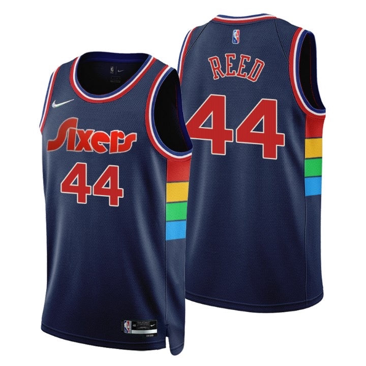 Sixers dark blue 44 reed jersey