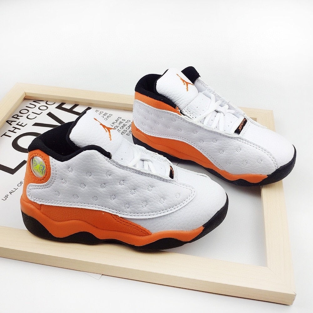 Air jordan 13 retro BP white and orange shoes