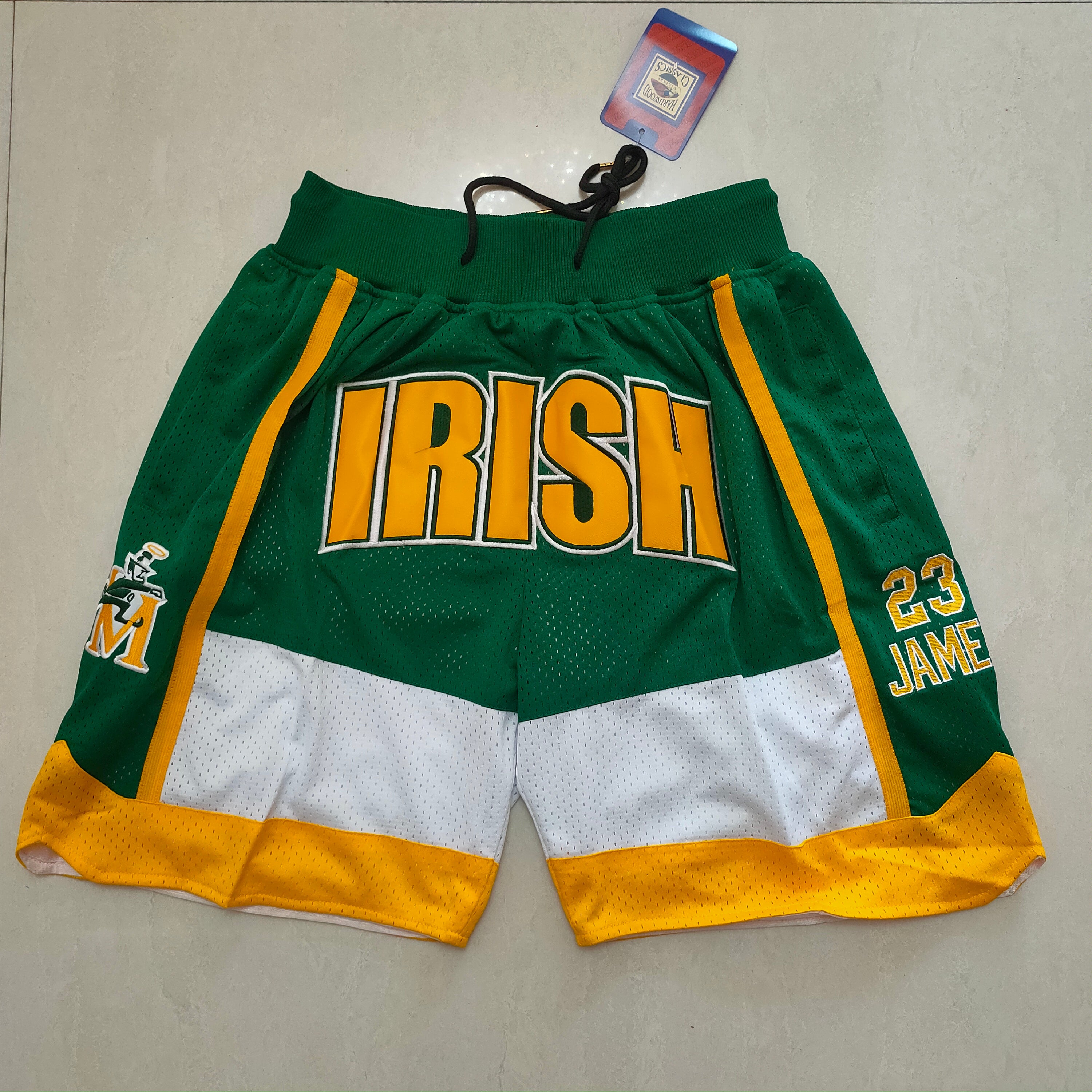 Irish green/yellow shorts