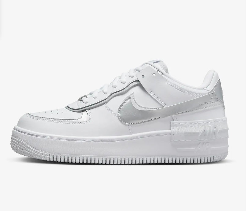 Nike airforce A1 double chaussures argent et blanc
