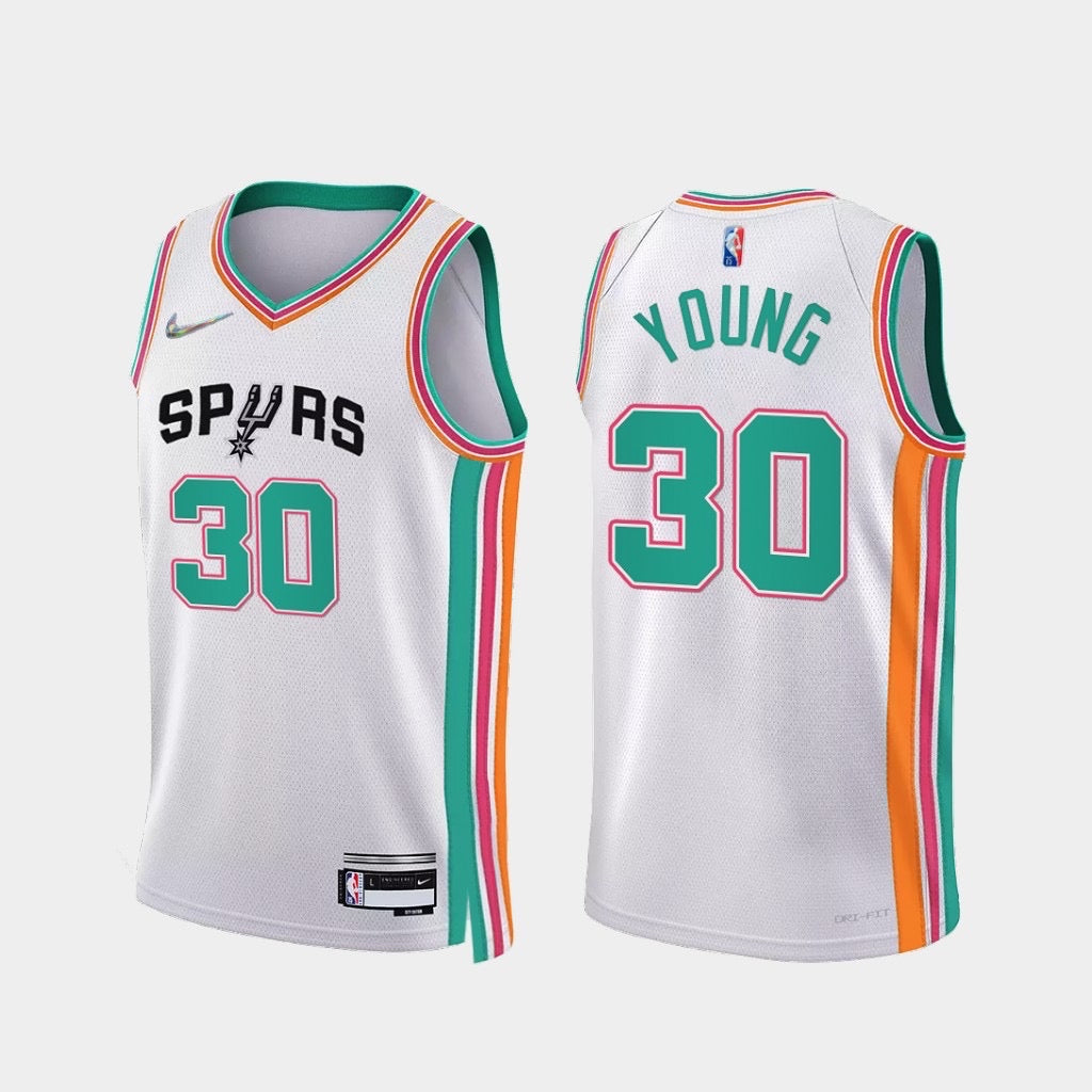 Spurs white/green 30 young jersey