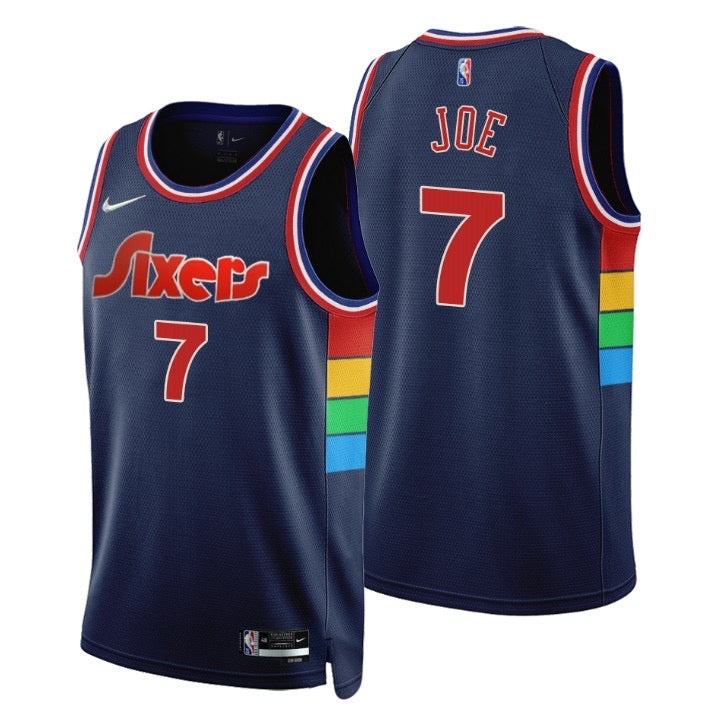 Maillot 7 Joe bleu foncé des Sixers