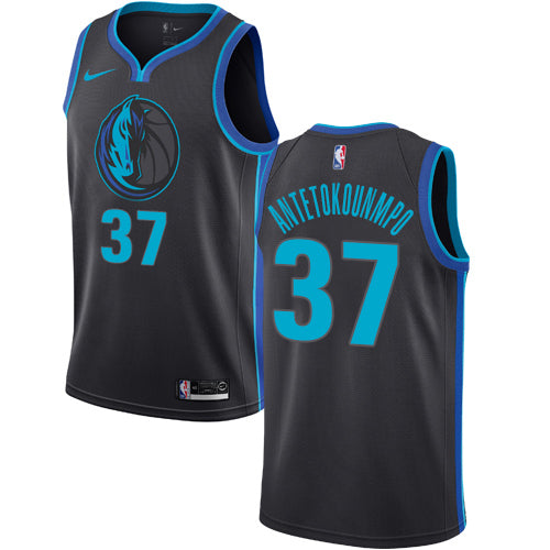 Mavericks black/blue 37 antetokounmpo  jersey