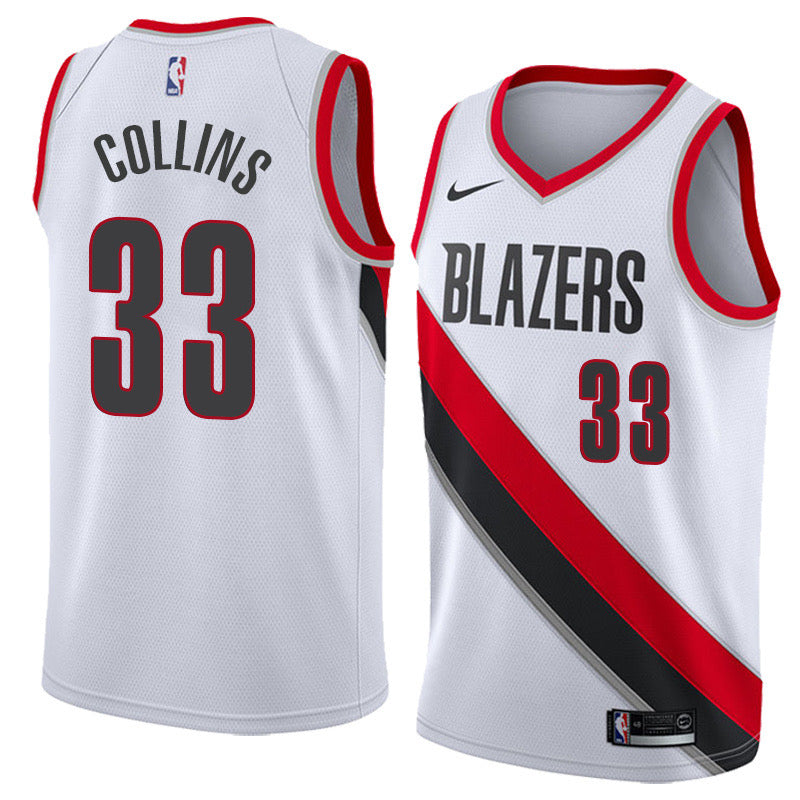 Blazers white 33 collins  jersey