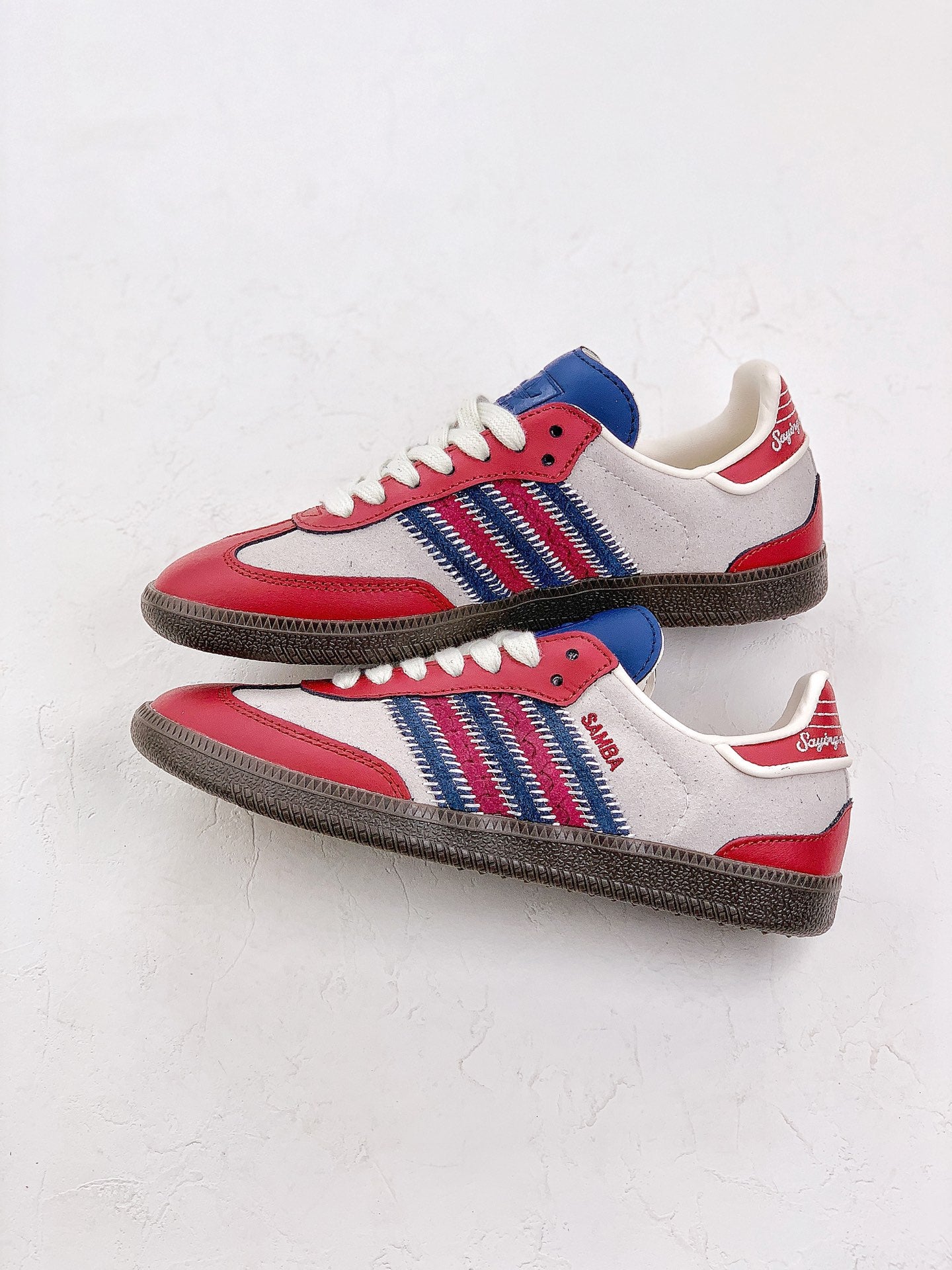 Adidas samba red and blue shoes