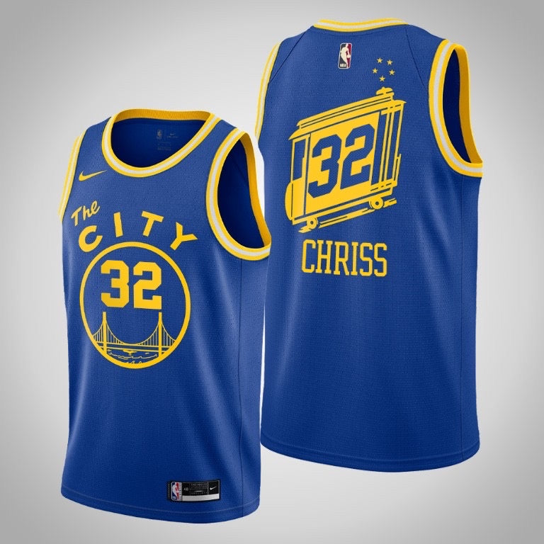 Maillot Chriss bleu 32 des Golden State Warriors