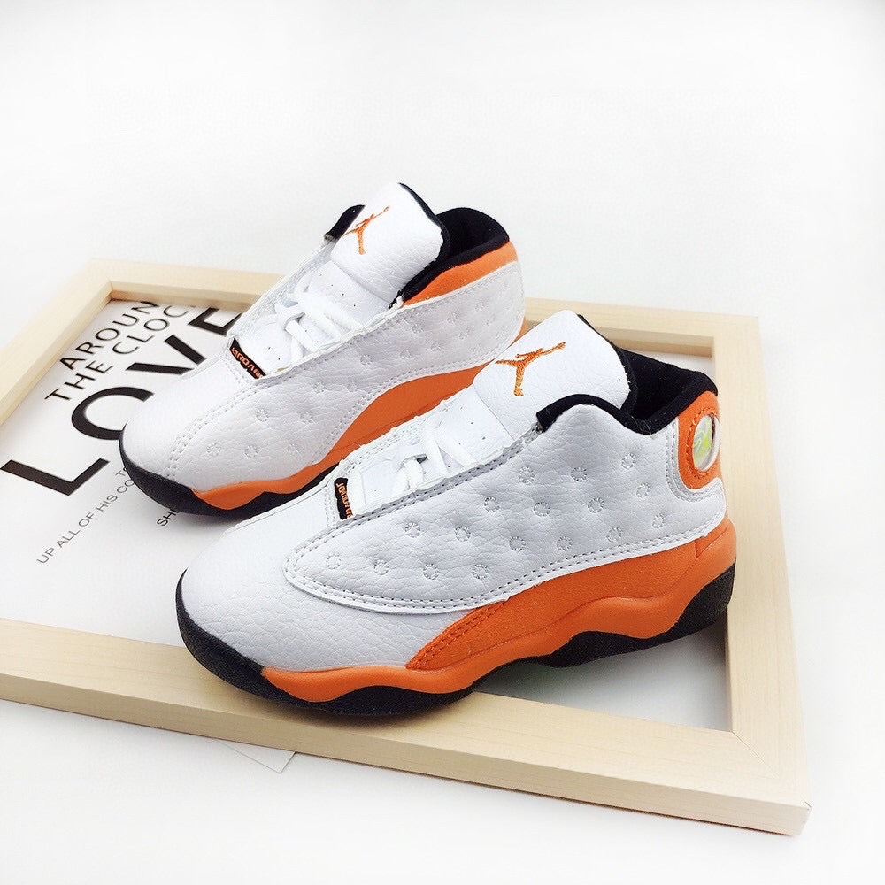 Air jordan 13 retro BP white and orange shoes