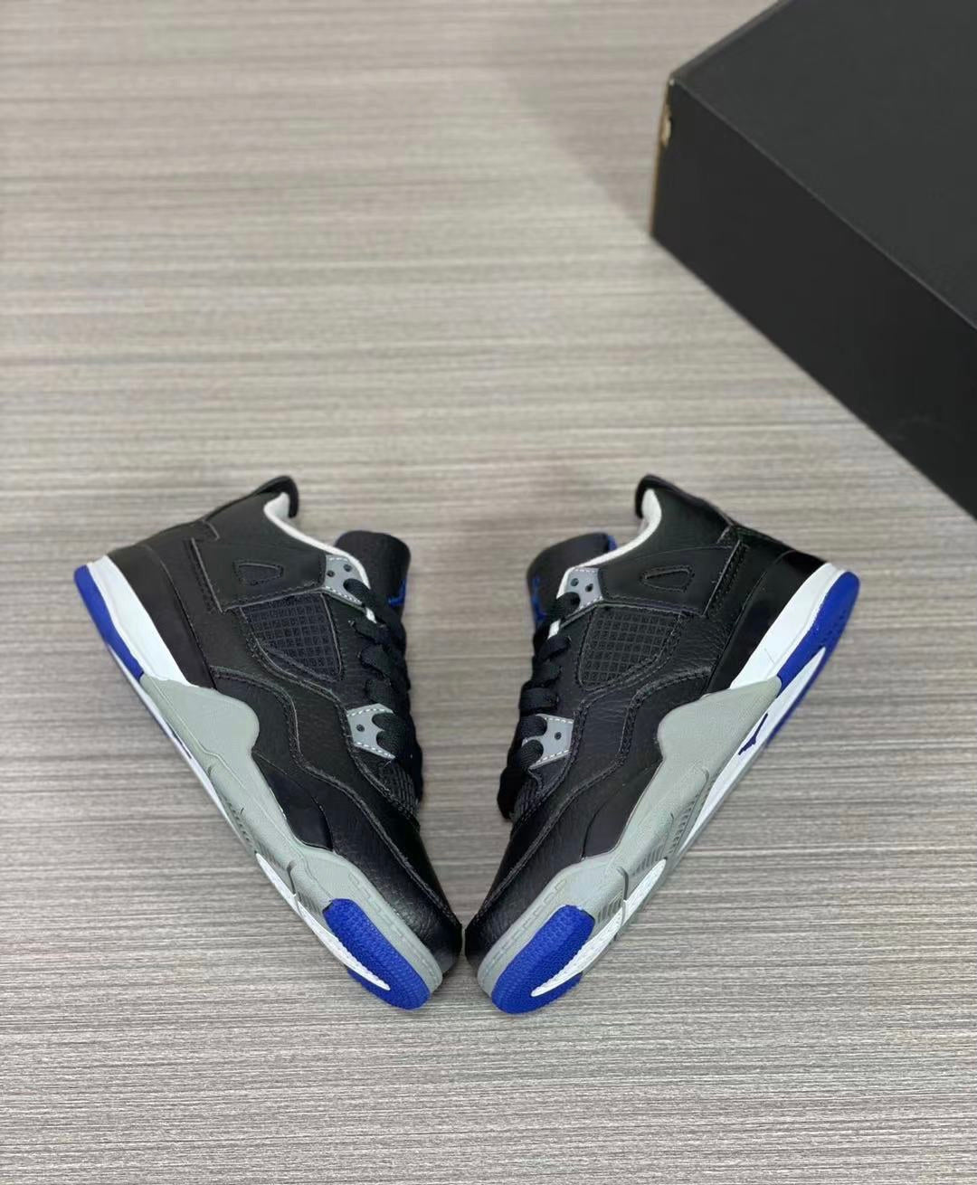 Nike air jordan 4 black and blue shoes