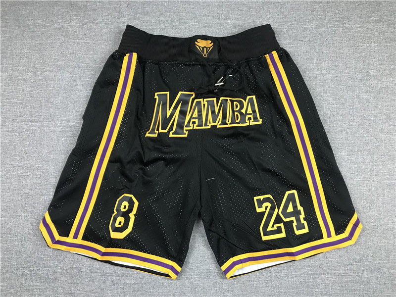 Lakers mamba 24 -8 black and yellow shorts