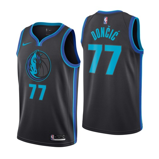 Maillot 77 Doncic Mavericks noir/bleu