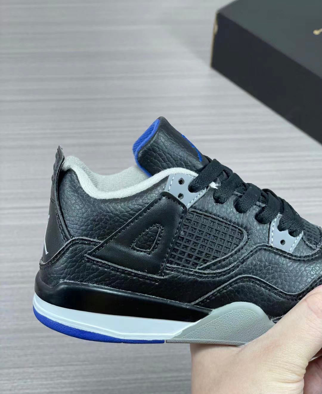 Nike air jordan 4 black and blue shoes