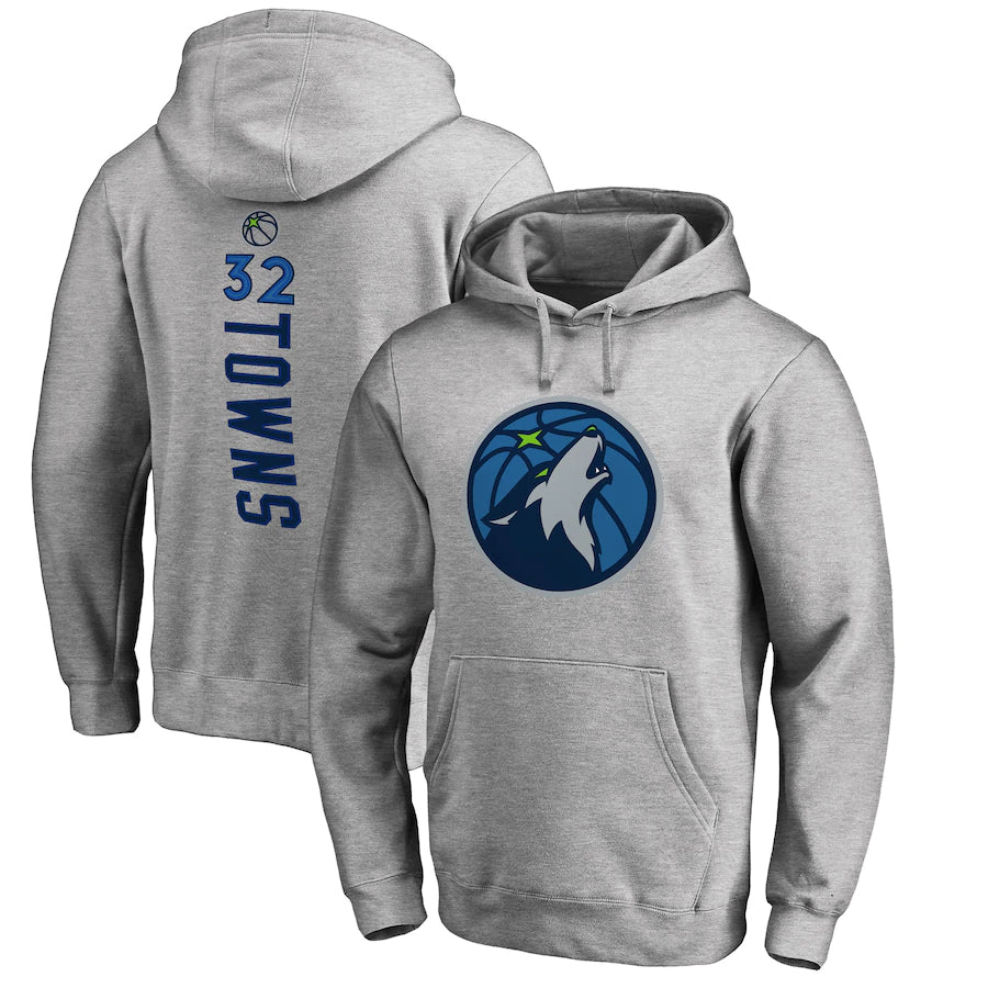 Minnesota timberwolves grey 32 towns hoodie