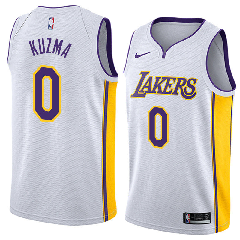 Lakers white/yellow 0 kuzma  jersey