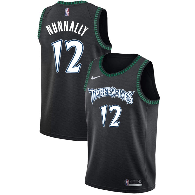 Timberwolves black 12 nunnally  jersey