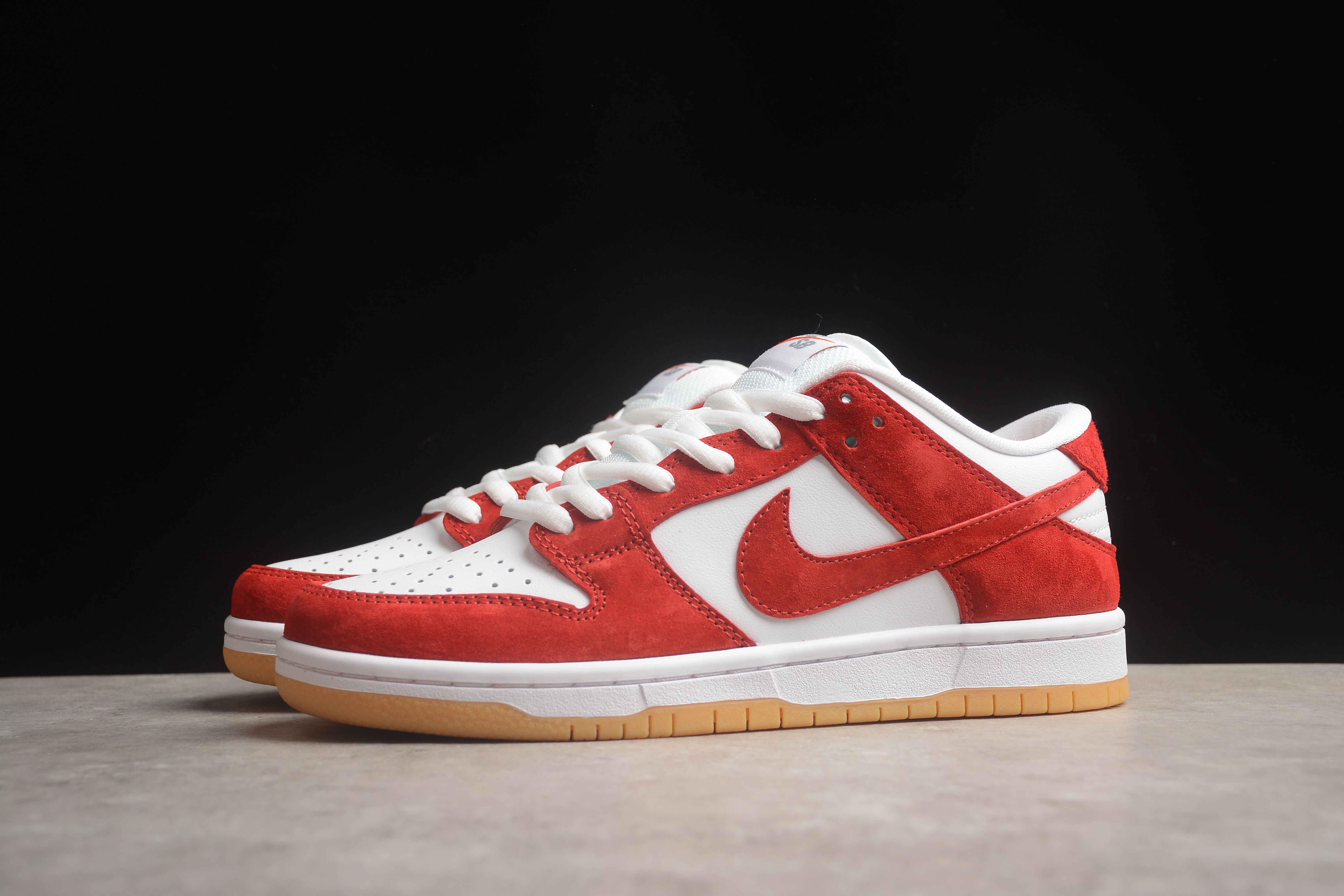 Nike SB low dunk red white gum shoes