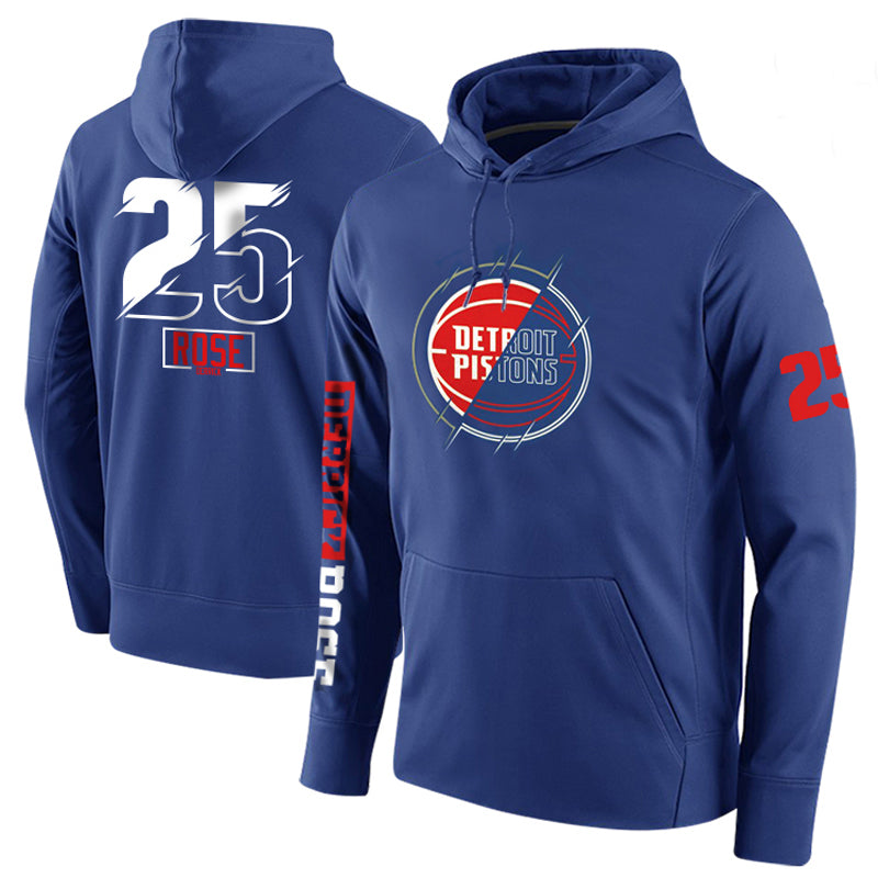 Detroit pistons blue 25 rose hoodie