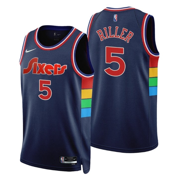 Maillot Sixers bleu foncé à 5 mailles