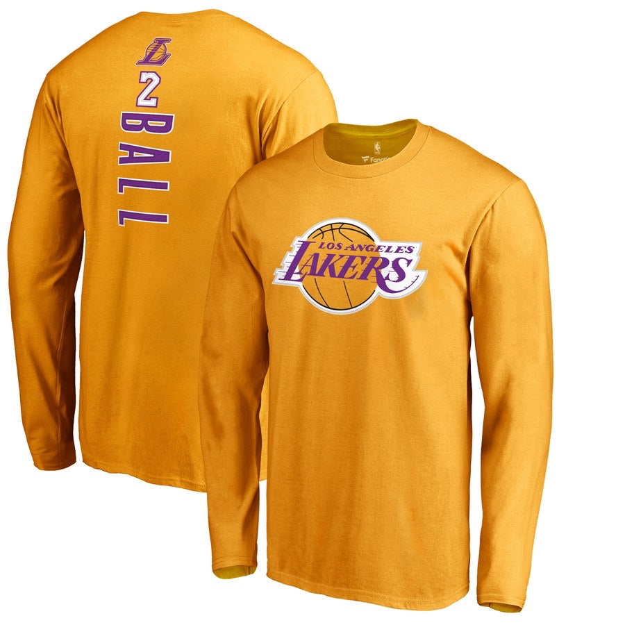 Chemise longue jaune des Lakers à 2 ballons
