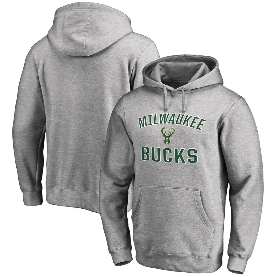 Sweat à capuche gris Milwaukee Bucks