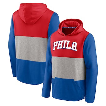 Sweat à capuche gris/bleu/rouge Philadelphia 76ers