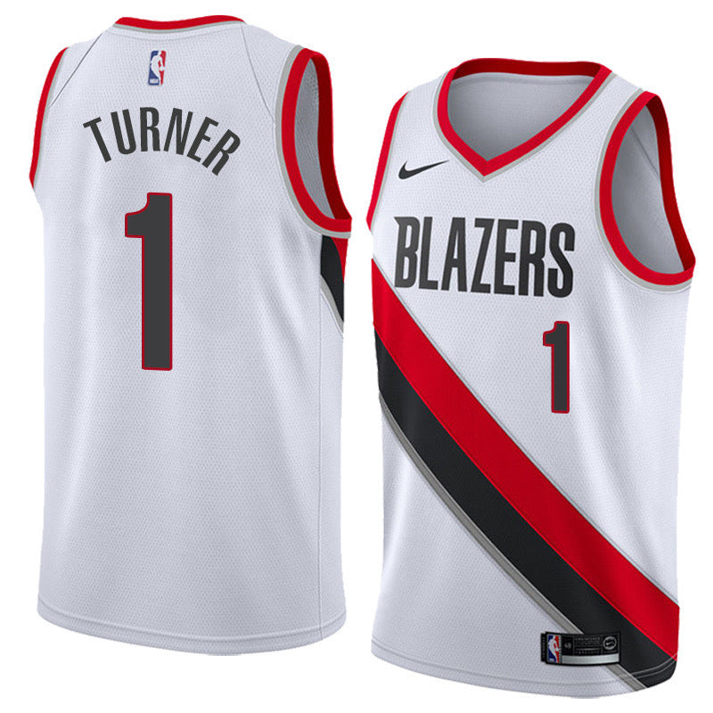 Blazers white 1 turner jersey