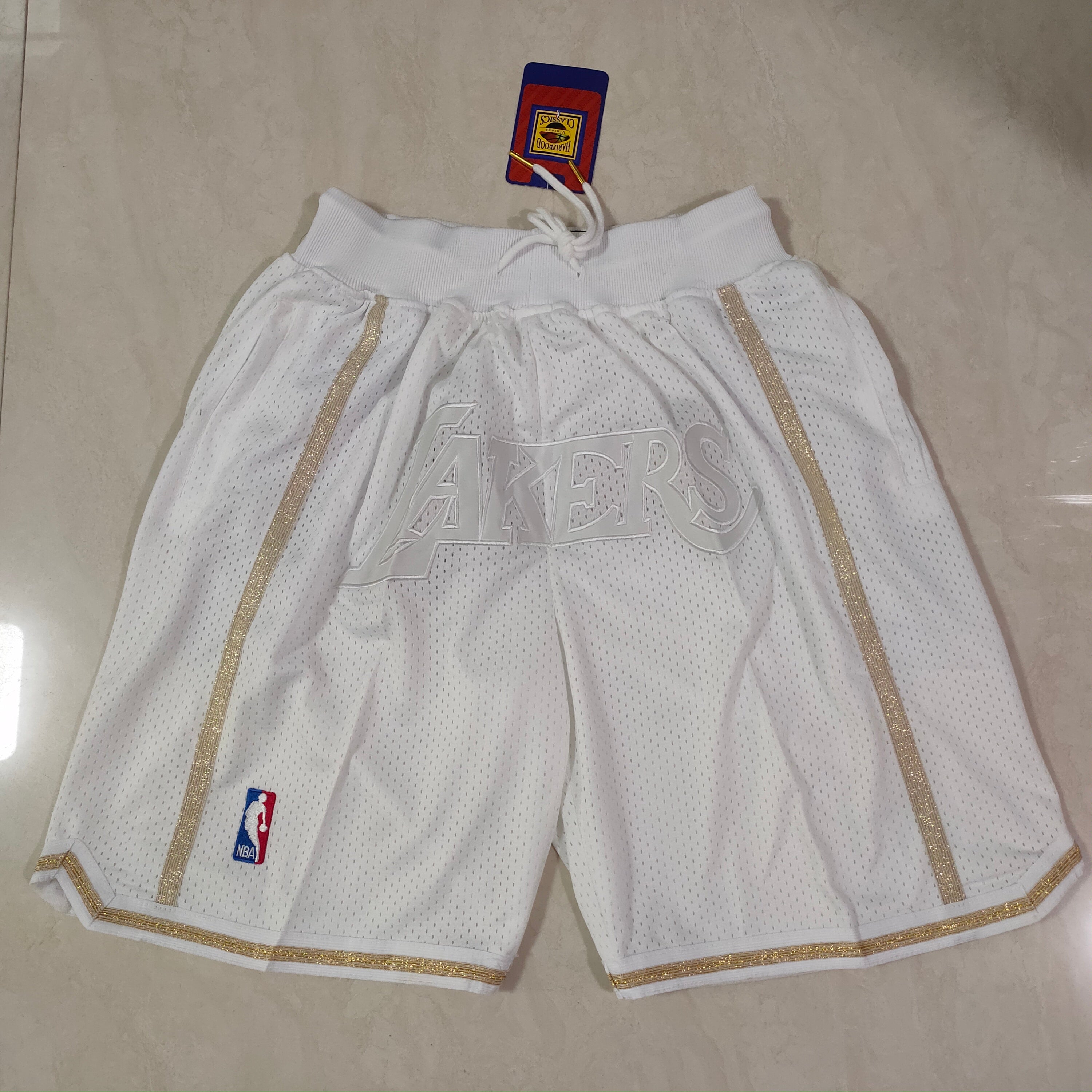 Lakers white/gold shorts