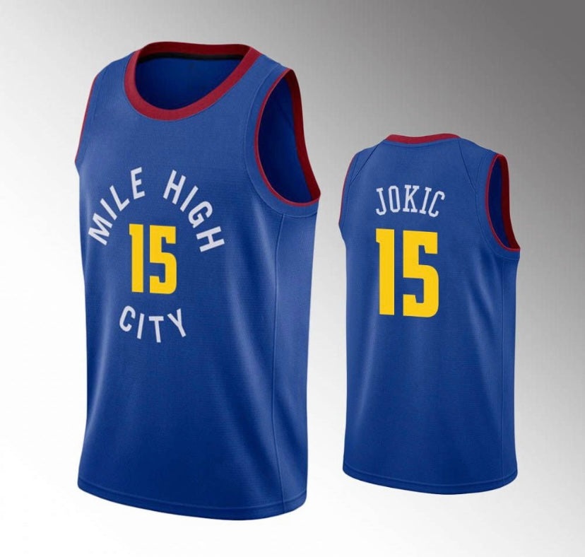 Denver nuggets 15 jokic blue jersey