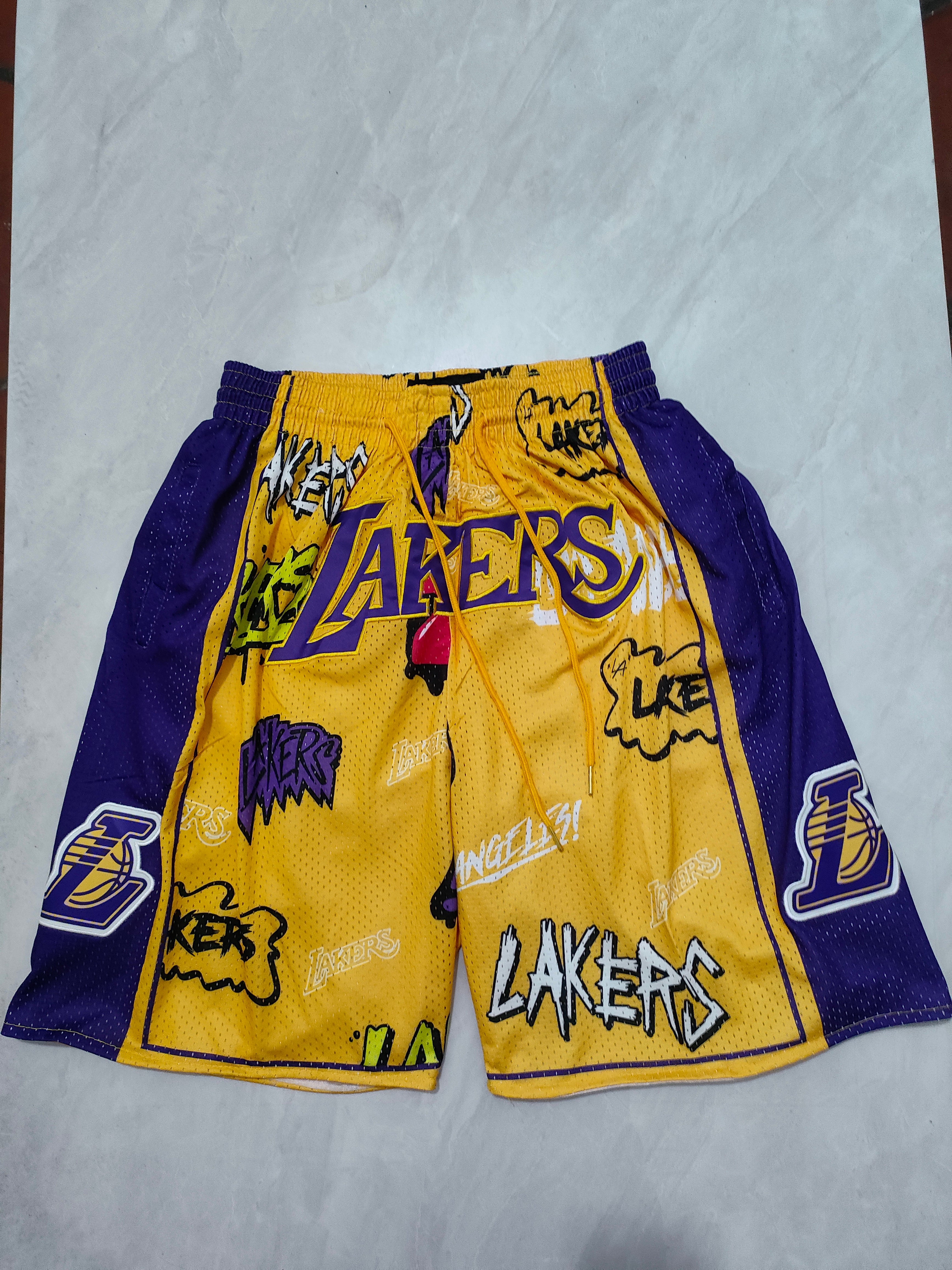 Lakers Yellow Graffiti Pocket Shorts