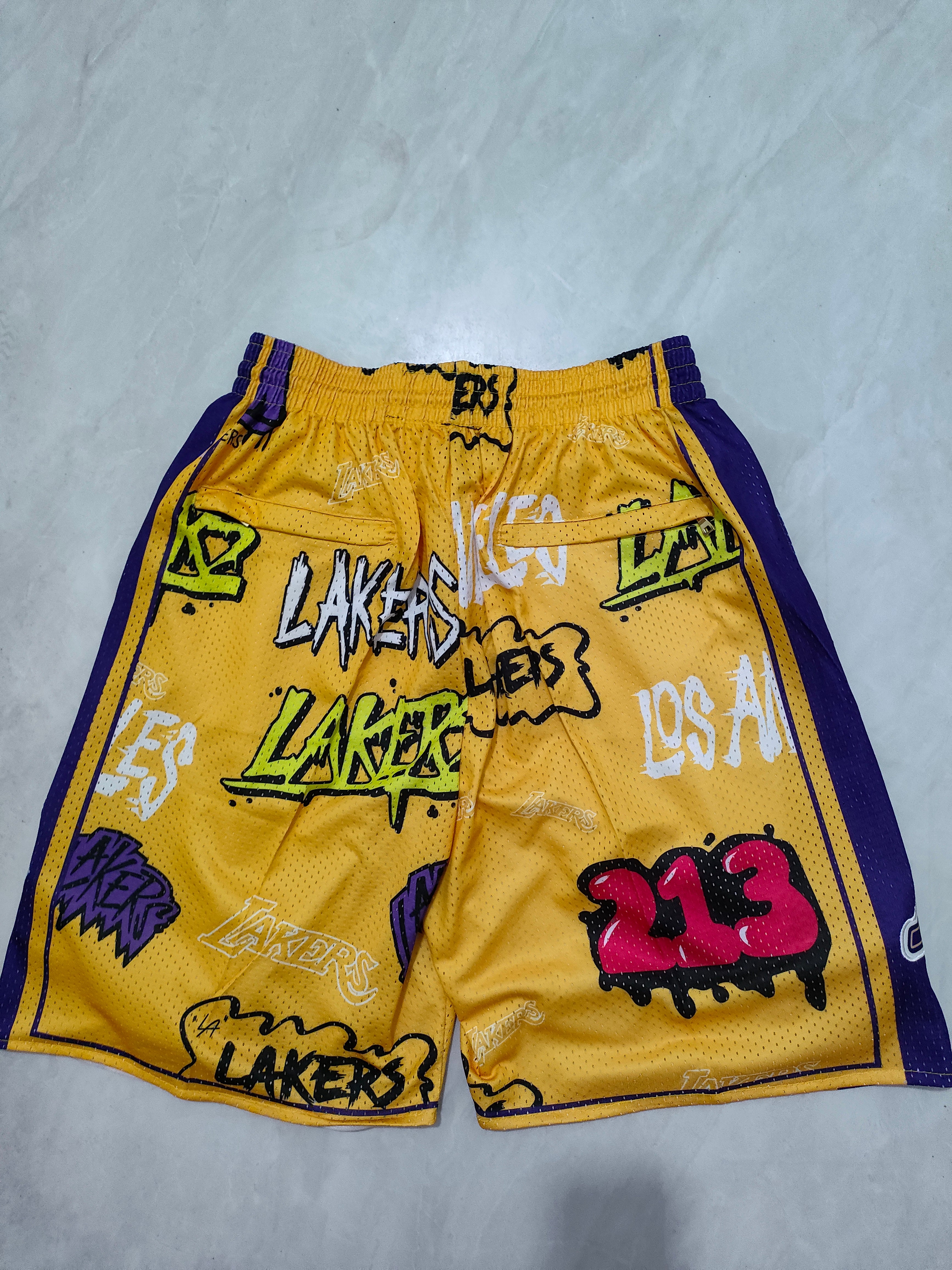 Lakers Yellow Graffiti Pocket Shorts