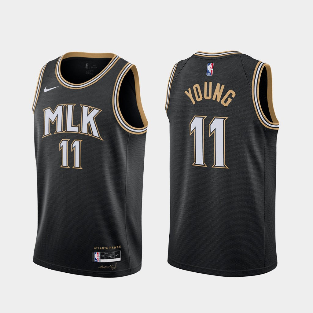 Atlanta hawks 11 young black jersey