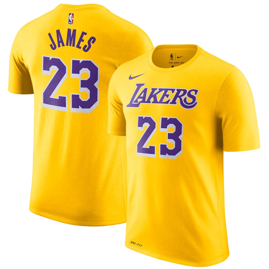 Nike Lebron James  Los Angeles Lakers Youth Gold Name & Number T-Shirt