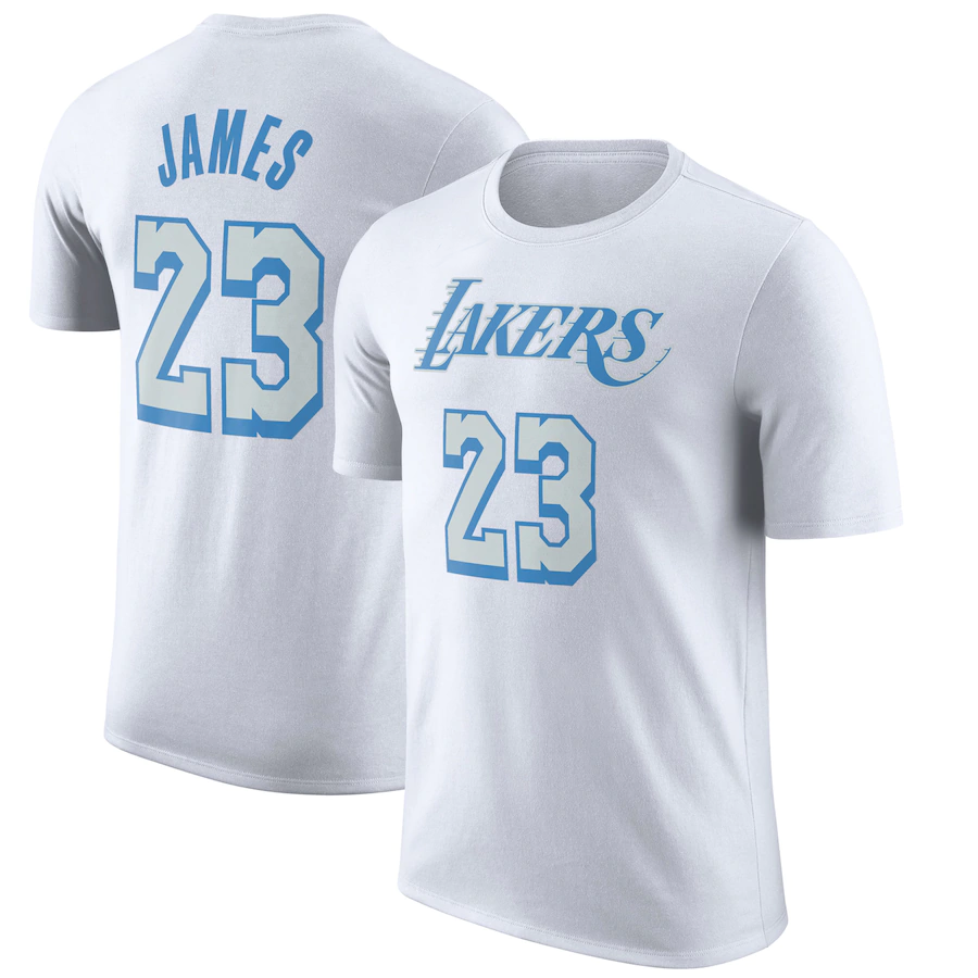 T-shirt NBA Nike Los Angeles Lakers City Edition pour Homme "Blanc Bleu" # 23