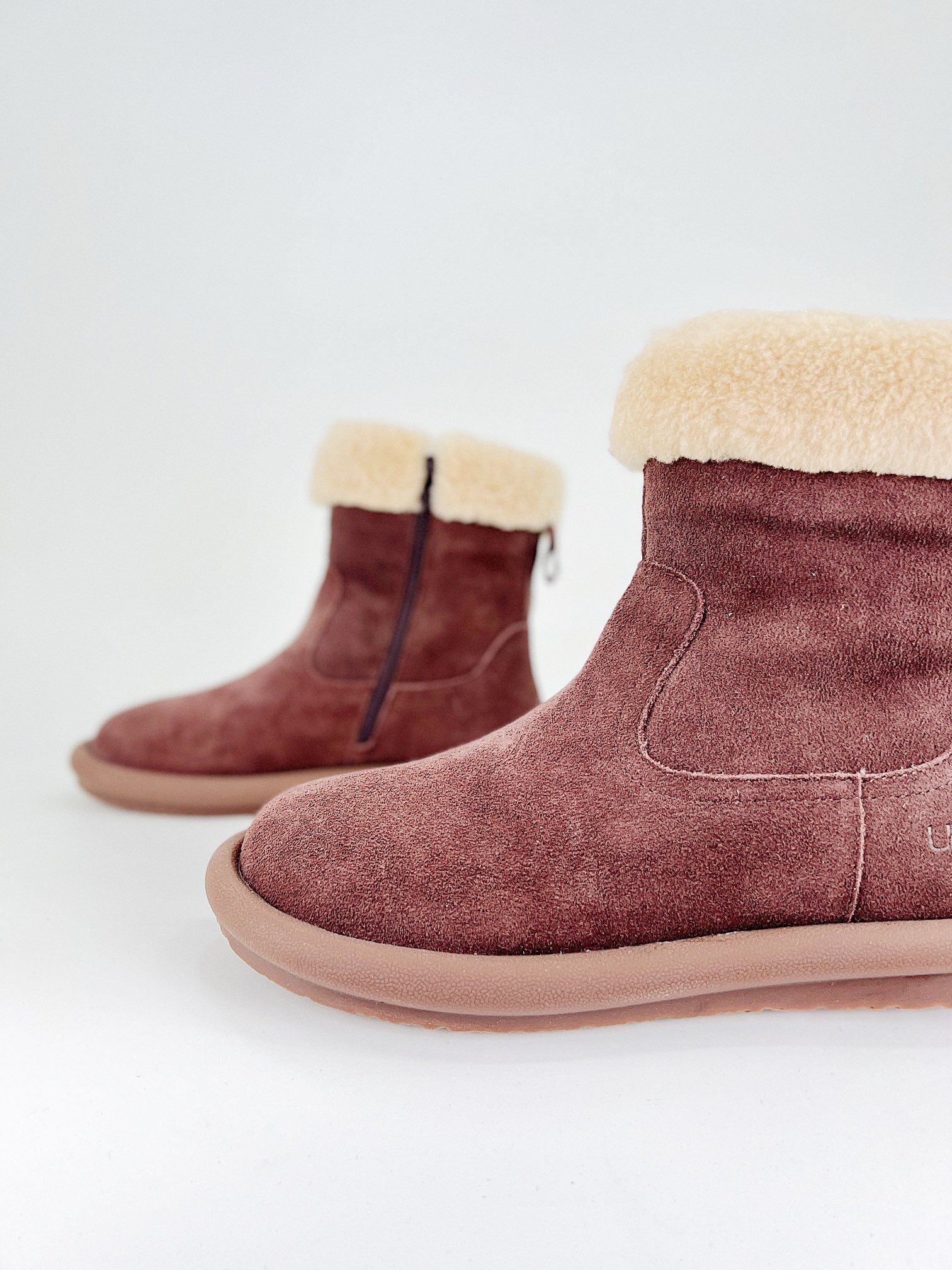 UGG versatile single product curly thin-soled boots  wine